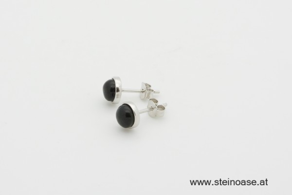 Ohrstecker Onyx, Silberfassung, 6mm